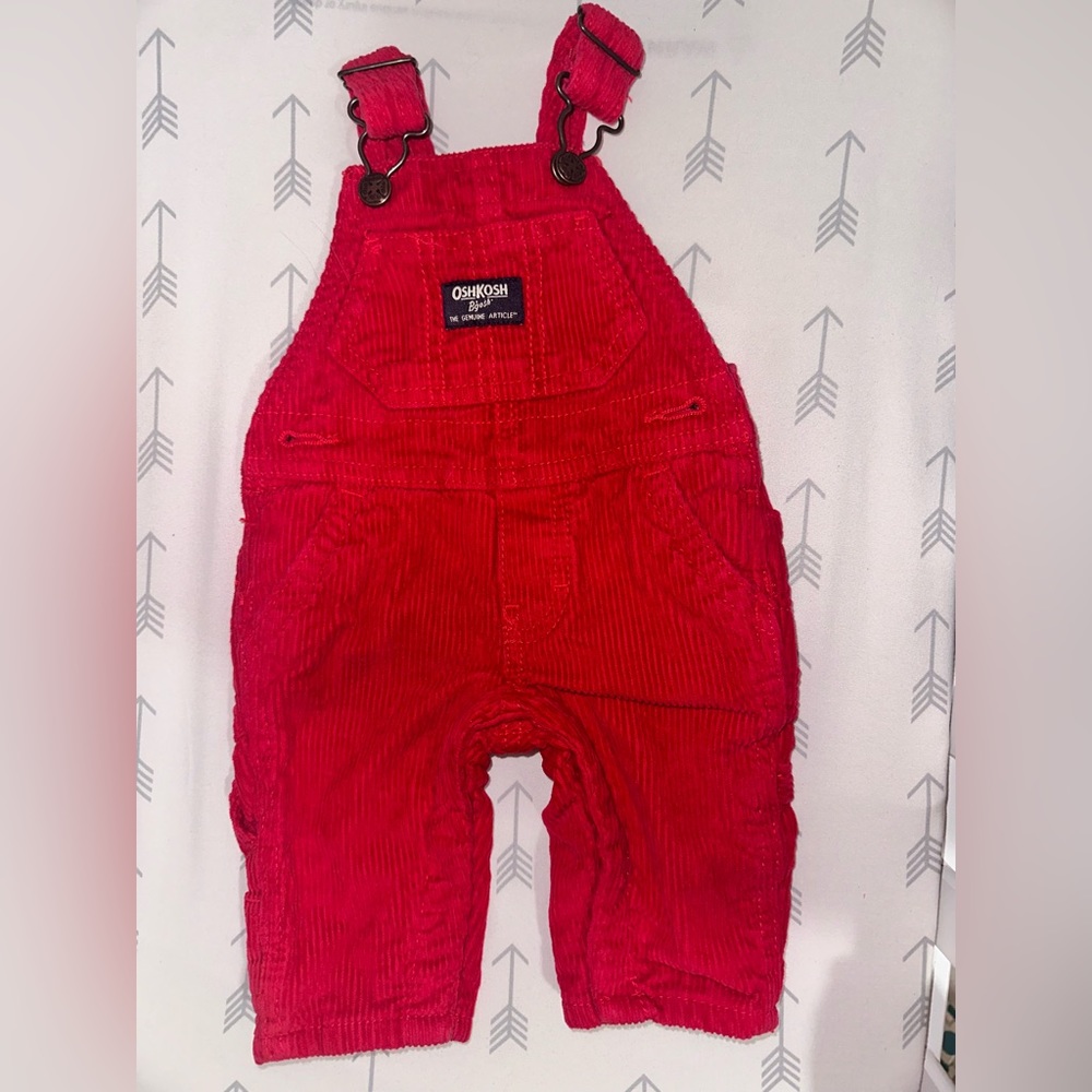 OshKosh Red Corduroy Overalls (3 Month)